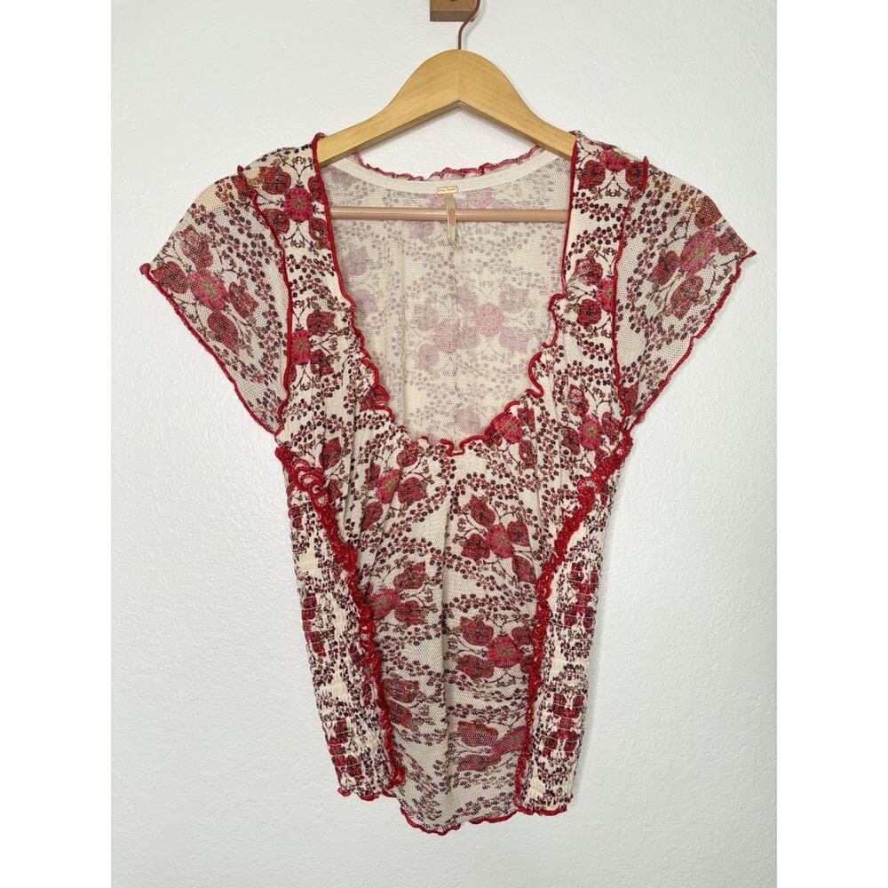 Free People Oh My Baby Tee in Sand Combo Size Medium Coquette Whimsigoth Boho